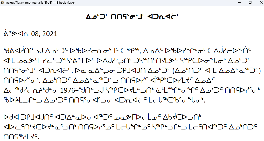 Inuktitut EPUB3 viewer